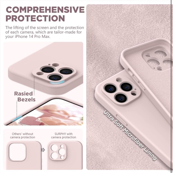 SURPHY iPhone 14 Pro Max case, liquid silicon phone case color “Pink Sand” - Picture 4 of 7